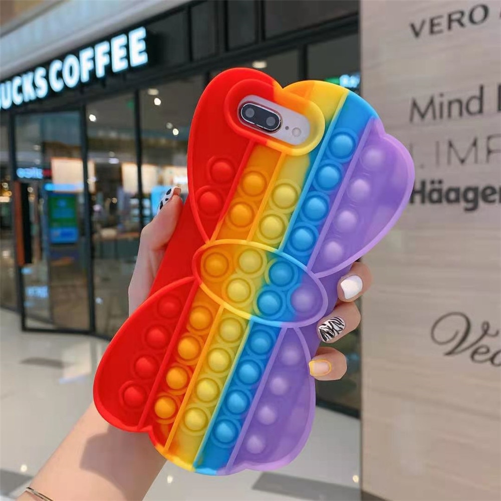 pop it anti stress multi color butterfly silicone phone case for iphone fidgets toys 3895 - Wacky Track