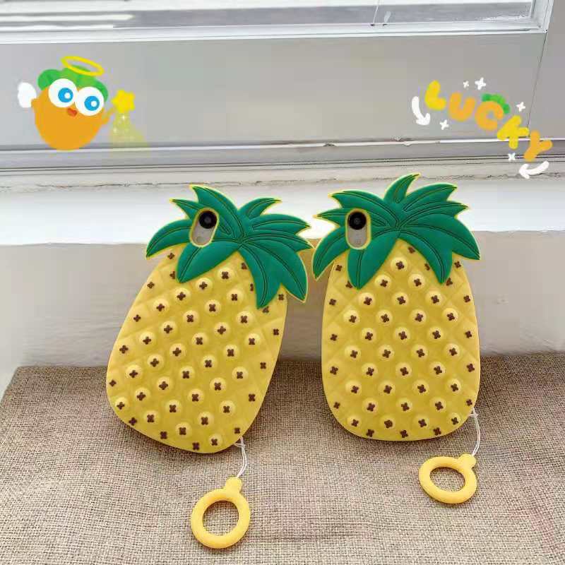pop it anti stress yellow pineapple silicone phone case for iphone fidget toys 8679 - Wacky Track