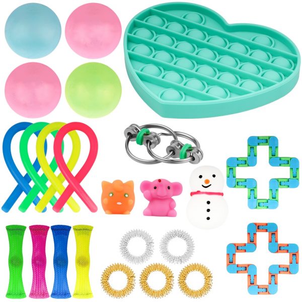 20 24 Pack Fidget Sensory Toy Set Stress Relief Toys Autism Anxiety Relief Stress Pop Bubble - Wacky Track